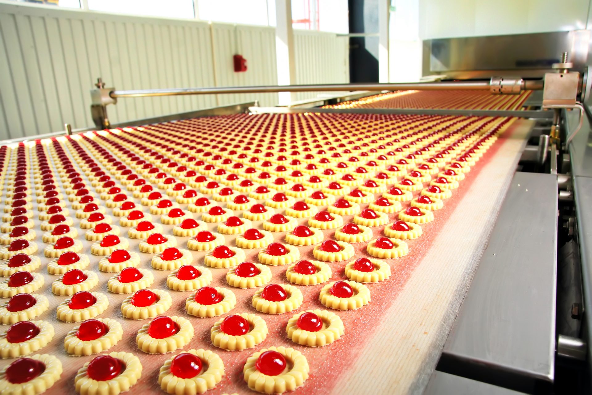conveyor belt in a manufacturing facility that received food safety certification.