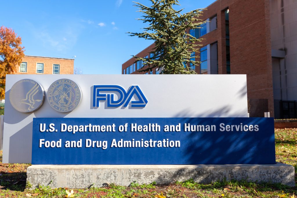 Sign in front of the FDA U.S. Department of Health and Human Services Food and Drug Administration. Responding to an FDA 483 or an FDA Warning Letter.